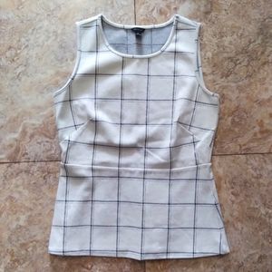 Ann Taylor Windowpane Sleeveless Knit Peplum top, size XS